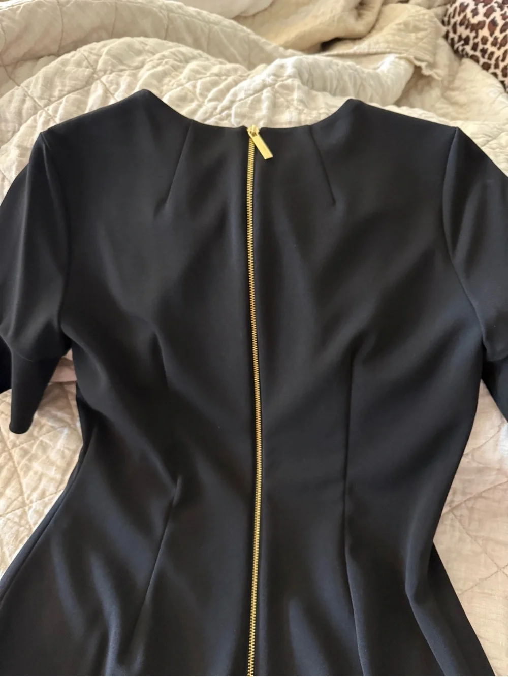 Calvin Klein Black Midi Sheath Dress with Ruffle Sleeves - Picture 4 of 7